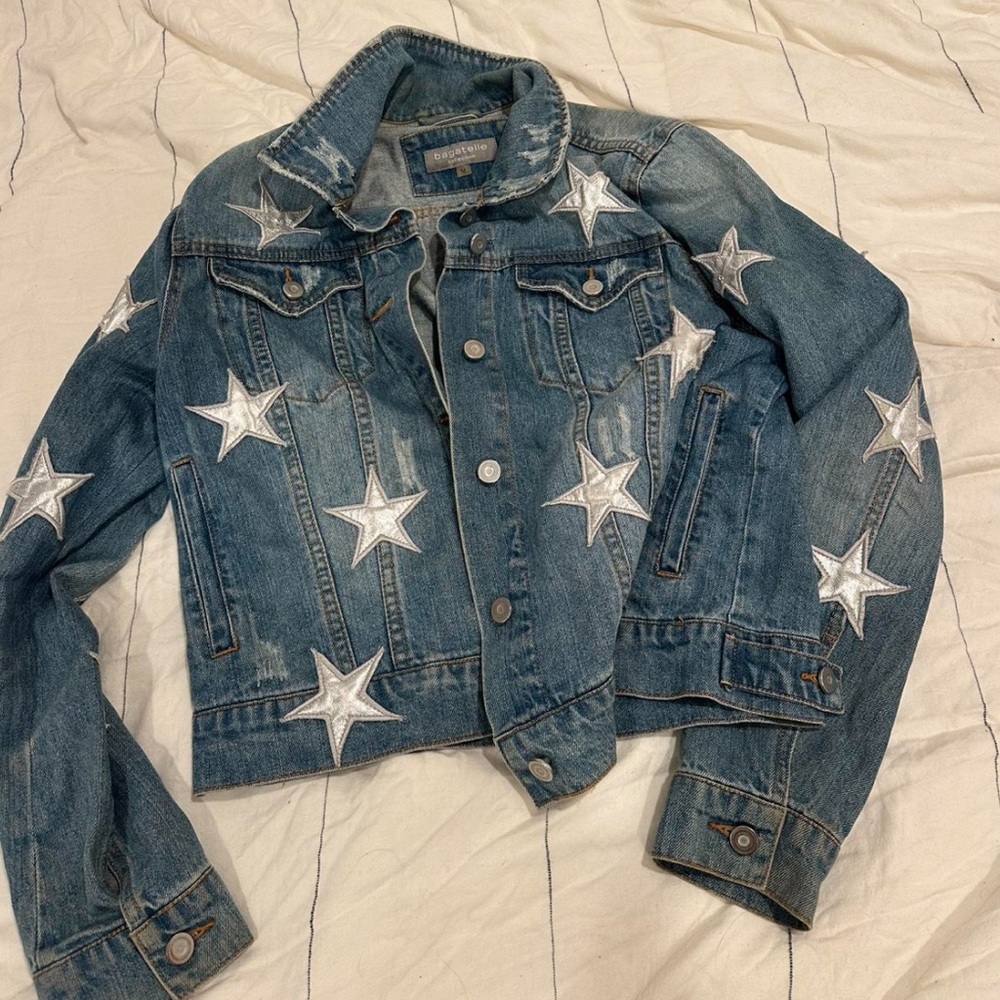 Denim Jacket with Star Embellishments